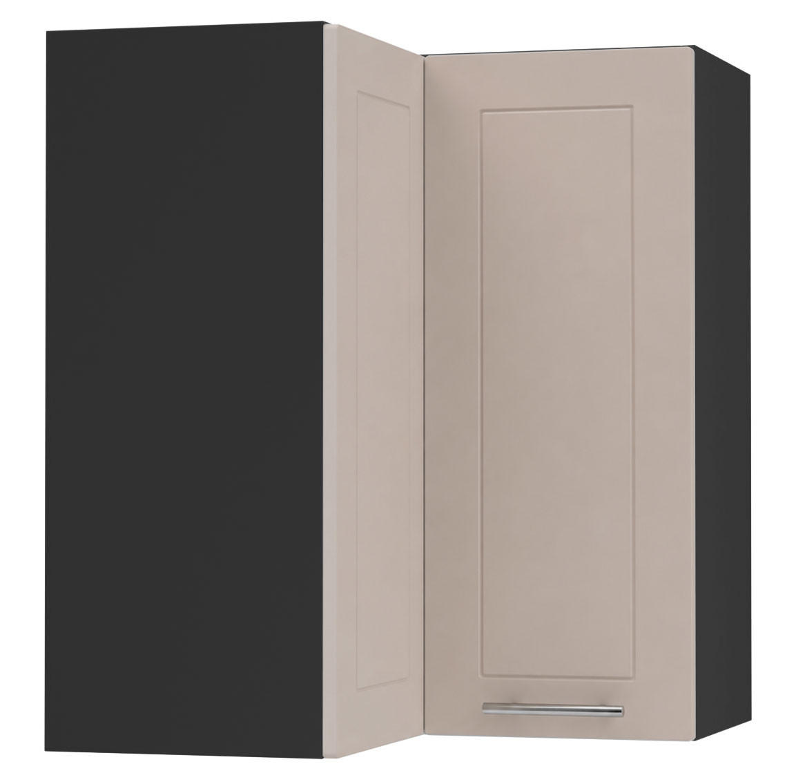 ECKHÄNGESCHRANK Kvantum W12/60 Schwarz / Kaschmir Matt 60 / 60 / 72cm - Kaschmir/Schwarz, Holz/Holzwerkstoff (60/72/60cm) - Feldmann-Wohnen