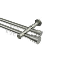 INNENLAUF-GARDINENSTANGEN-SET Prestige Sitra 320 cm (geteilt in 2 x 160 cm), 2-läufig, 20 mm Ø Edelstahl-Optik - Edelstahlfarben, Metall (320cm) - INTERDECO