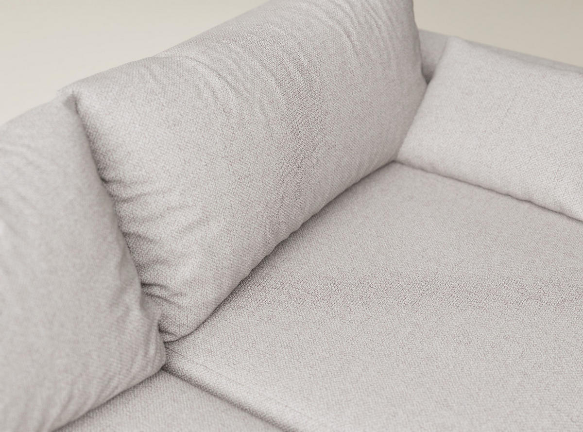 ECKSOFA MIT SCHLAFFUNKTION Leon Hellbeige Webstoff - Beige/Schwarz, Holz/Holzwerkstoff (148/239cm) - Maison de Reve