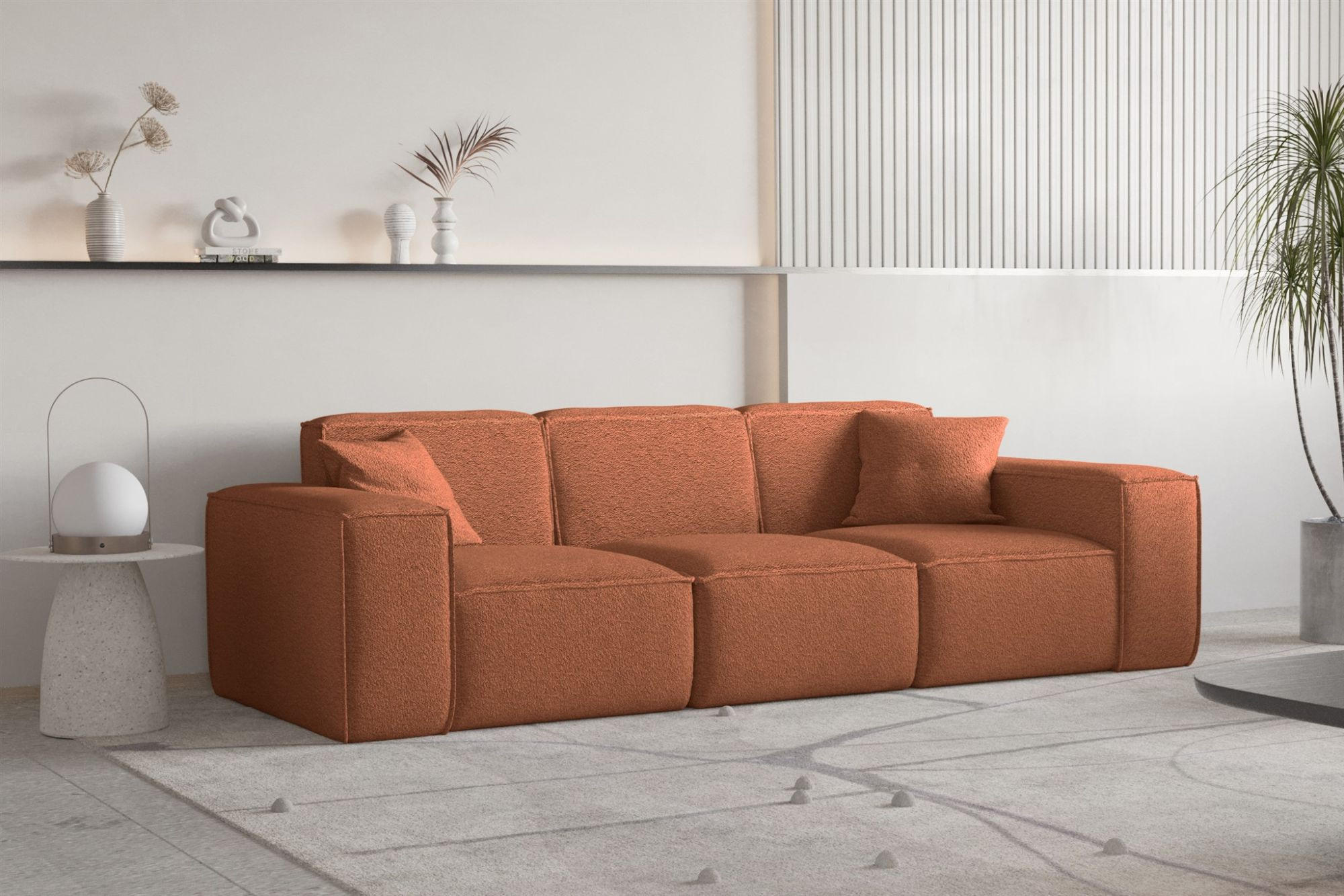 SOFA Celes Premium 3-sitzer Ascot Bukla - Kupferfarben, Holzwerkstoff/Textil (225/73/88cm) - Fun Möbel
