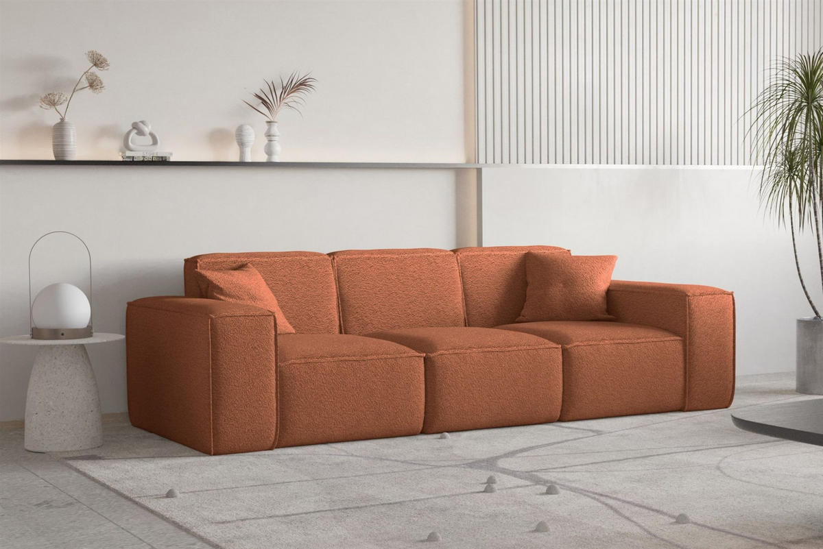 SOFA Celes Premium 3-sitzer Ascot Bukla - Kupferfarben, Holzwerkstoff/Textil (225/73/88cm) - Fun Möbel