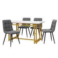 TISCHGRUPPE 5-tlg 120x70cm Gold mit 4 Samtstühlen Dunkelgrau - Grau, Metall (71.76/12.07/86.36cm) - Raelunyi