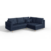 ECKSOFA Lorine Mikrofaser Dunkelblau - Hellbraun/Dunkelblau, Buchenholz/Textil (231/161cm) - S-Style Möbel