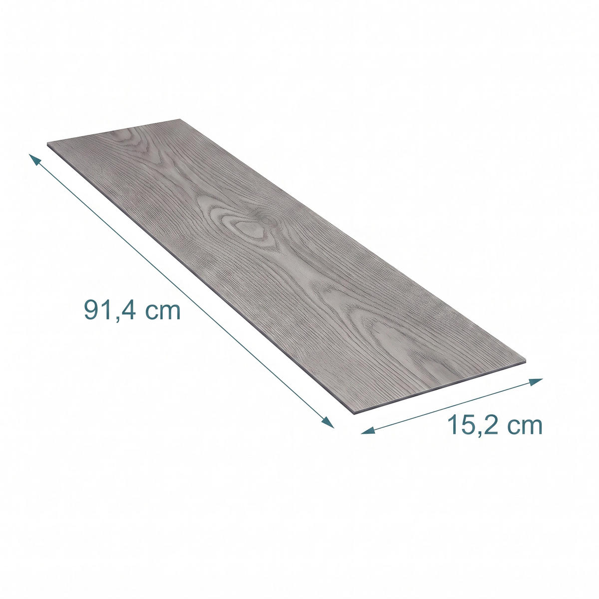 VINYLBODEN Eiche grau 36er-Set selbstklebend - Grau, Kunststoff (91.4/15.2/0.2cm) - Relaxdays