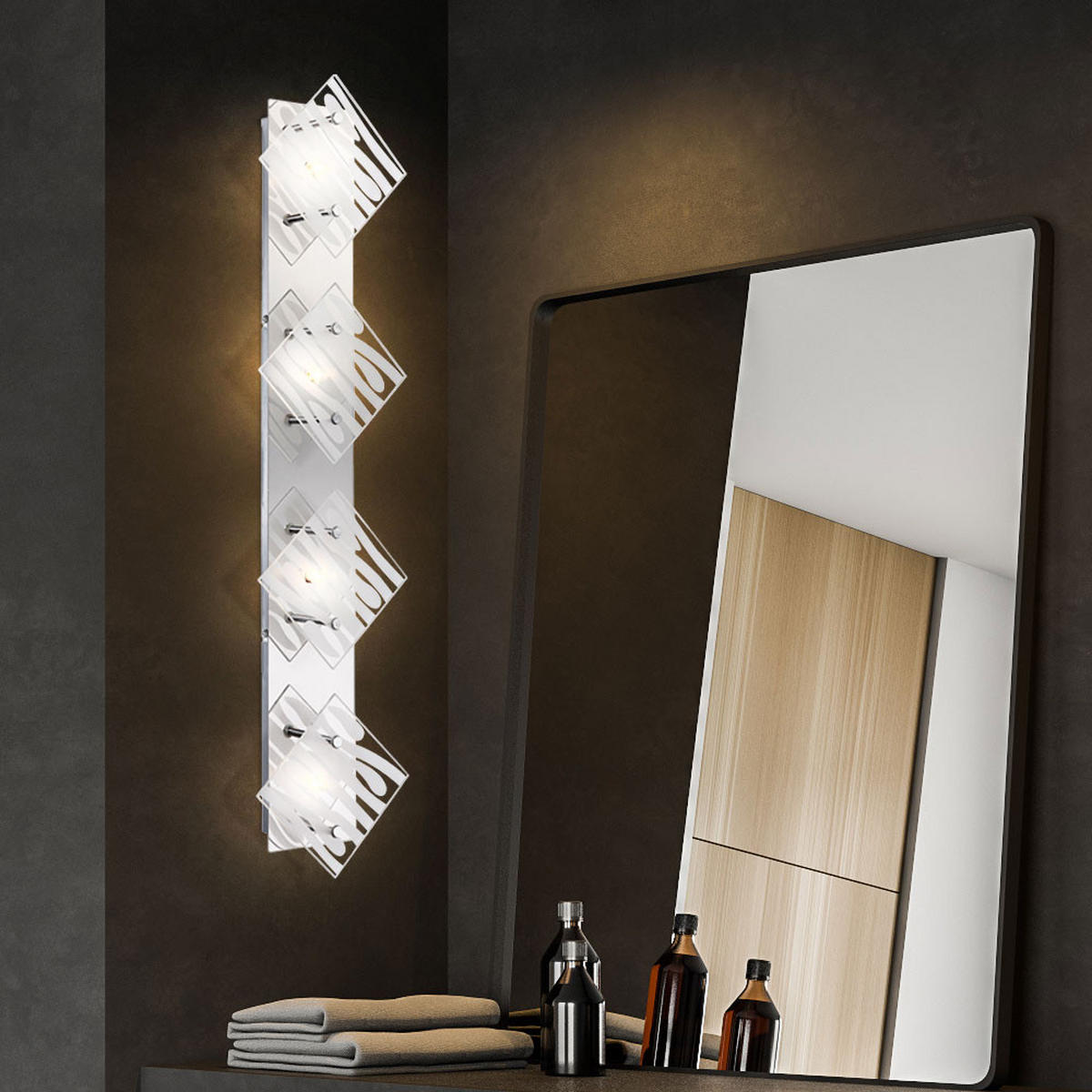 LED DECKENLEUCHTE Carat Silber Chrom - Silberfarben, Glas (7.8/75.5/17cm) - Globo Lighting