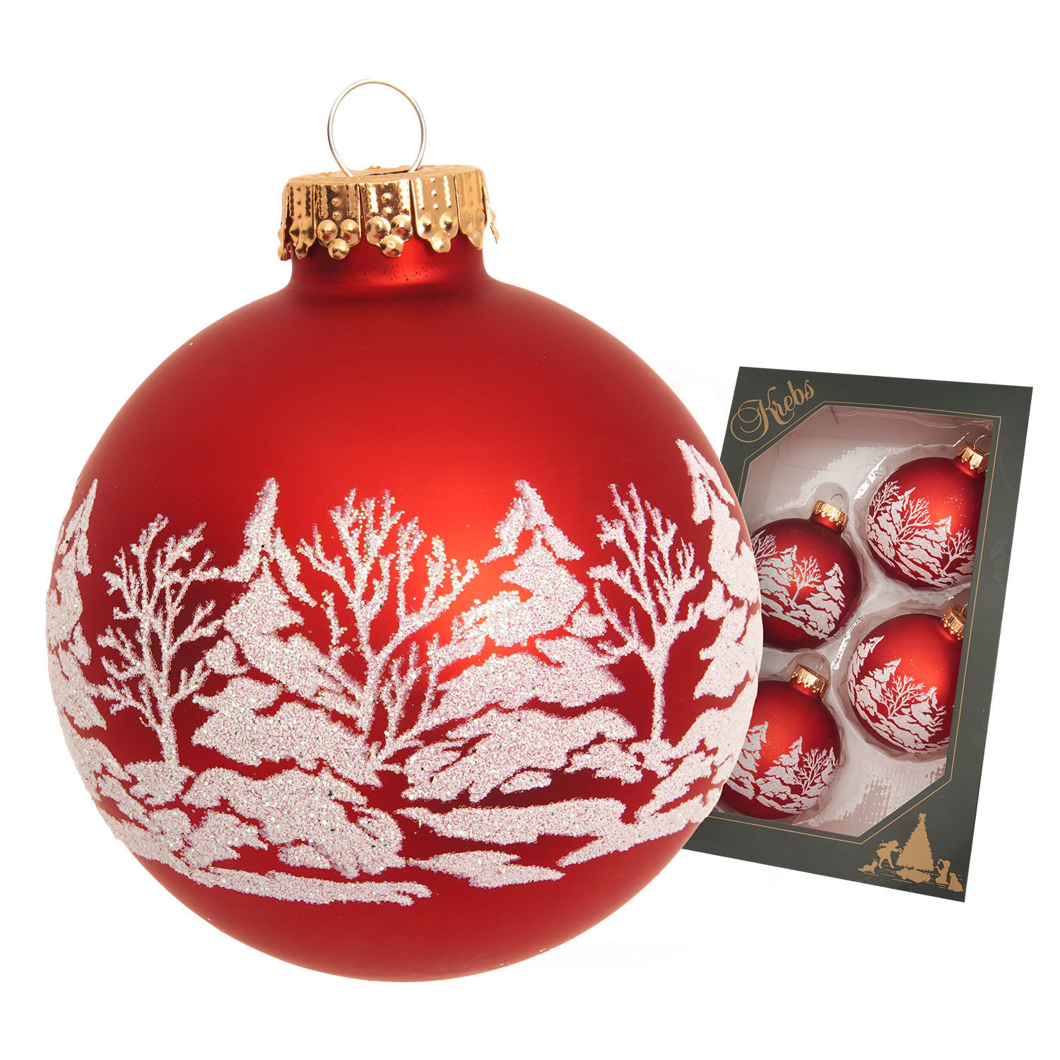 Krebs Glas Lauscha Christbaumkugeln Rot 7x7x7 cm