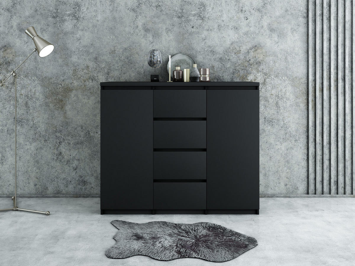 KOMMODE 2d4s 140 Schwarz mat - Schwarz, Holzwerkstoff (140/99/35cm) - roe furniture