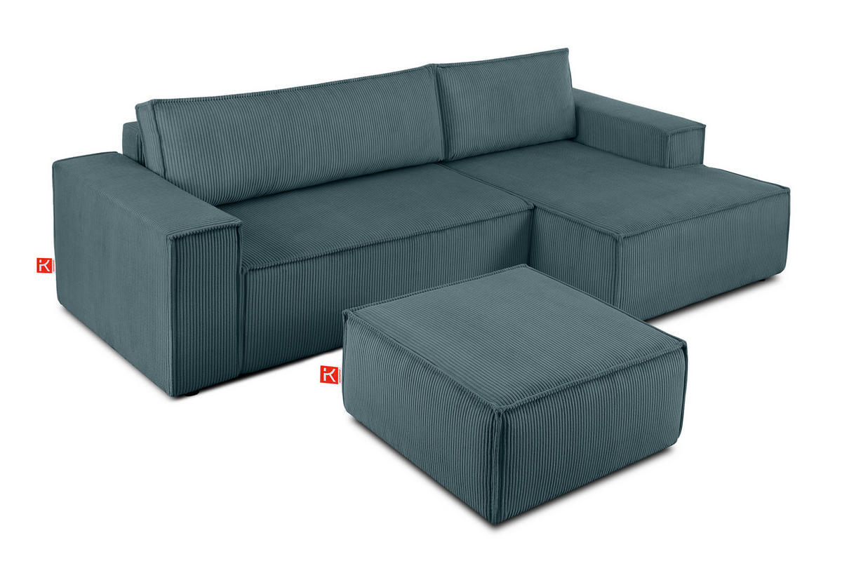 SITZPOUF NAPI gefederte Sitzfläche, blau - Blau/Schwarz, Textil (83/45/83cm) - KONSIMO®