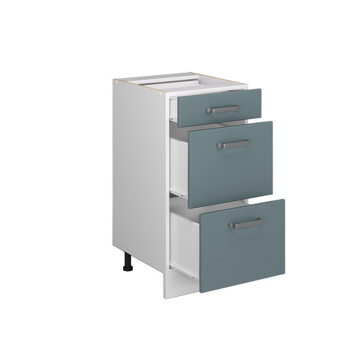 KÜCHENUNTERSCHRANK R-Line Blau-Grau 40 cm mit Schubladen, AP Eiche - Blaugrau/Weiß, Holzwerkstoff (40/81.6/60cm) - Vicco