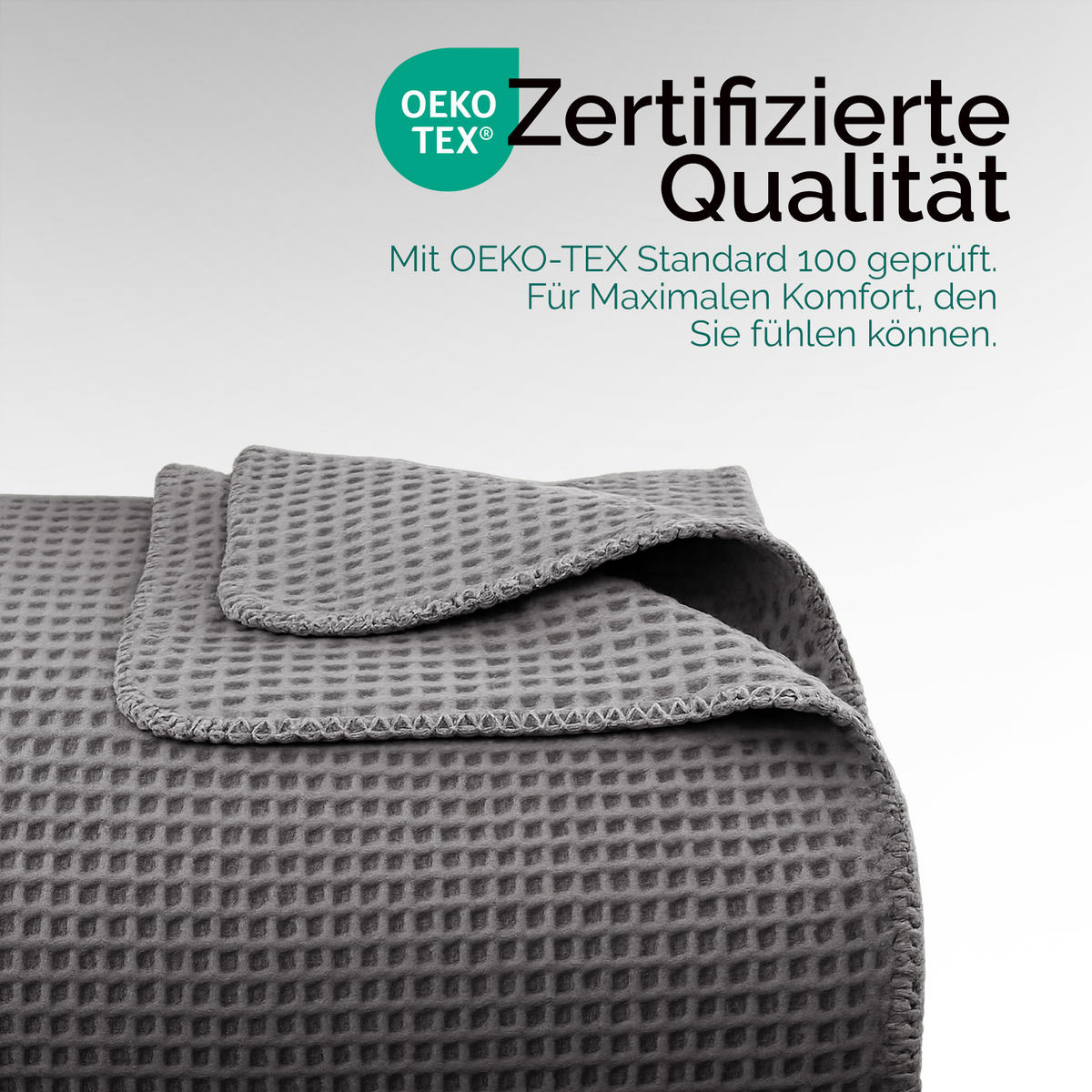 KUSCHELDECKE Waffelpiqué 140x200 cm Anthrazit - Anthrazit, Textil (140/200cm)