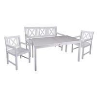 GARTEN-SITZGRUPPE Lyon 4-teilig Gartenmöbel-Set - Weiß, Holz - DELUKE