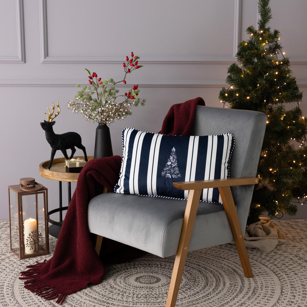 KISSENHÜLLE Blue & White Noel 60x40 cm - Blau, Textil (40/60cm) - Dekoria