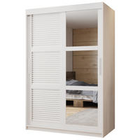 SCHWEBETÜRENSCHRANK 200/120/62 2-türig - Silberfarben/Weiß, Holz/Kunststoff (120/200/62cm) - MÖBEL KRYSPOL