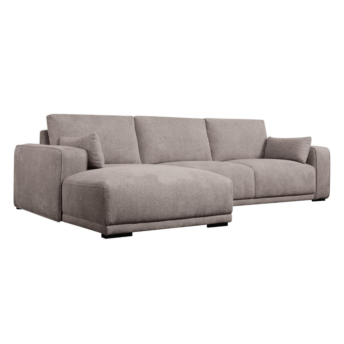 ECKSOFA Webstoff Beige - Beige/Schwarz, Holz/Textil (105/305cm) - Furnhouse
