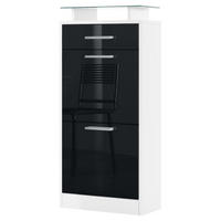 SCHUHSCHRANK Loret Front in Schwarz Hochglanz - Schwarz Hochglanz, Holzwerkstoff (46/104/23cm) - Vladon