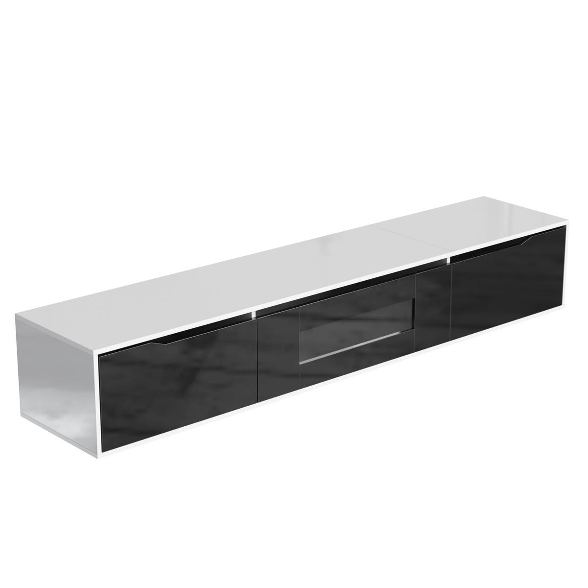 TV-SCHRANK Weiß und Schwarz 180/30/35cm - Weiß, Glas/Holzwerkstoff (30/35/180cm) - Urban Meuble