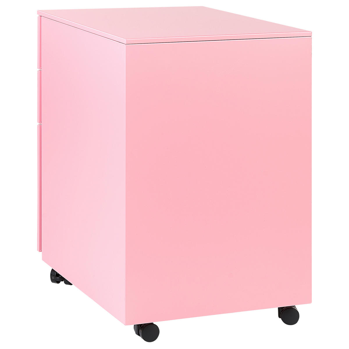 AKTENSCHRANK Metall rosa 3 Schubladen mit Rollen Cami - Pink, Metall (39/60/50cm) - Beliani