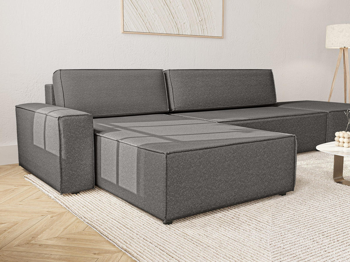 ECKSOFA Lummo La mit Schlaffunktion, Graphit - Graphitfarben, Textil (363/185cm) - Fedve