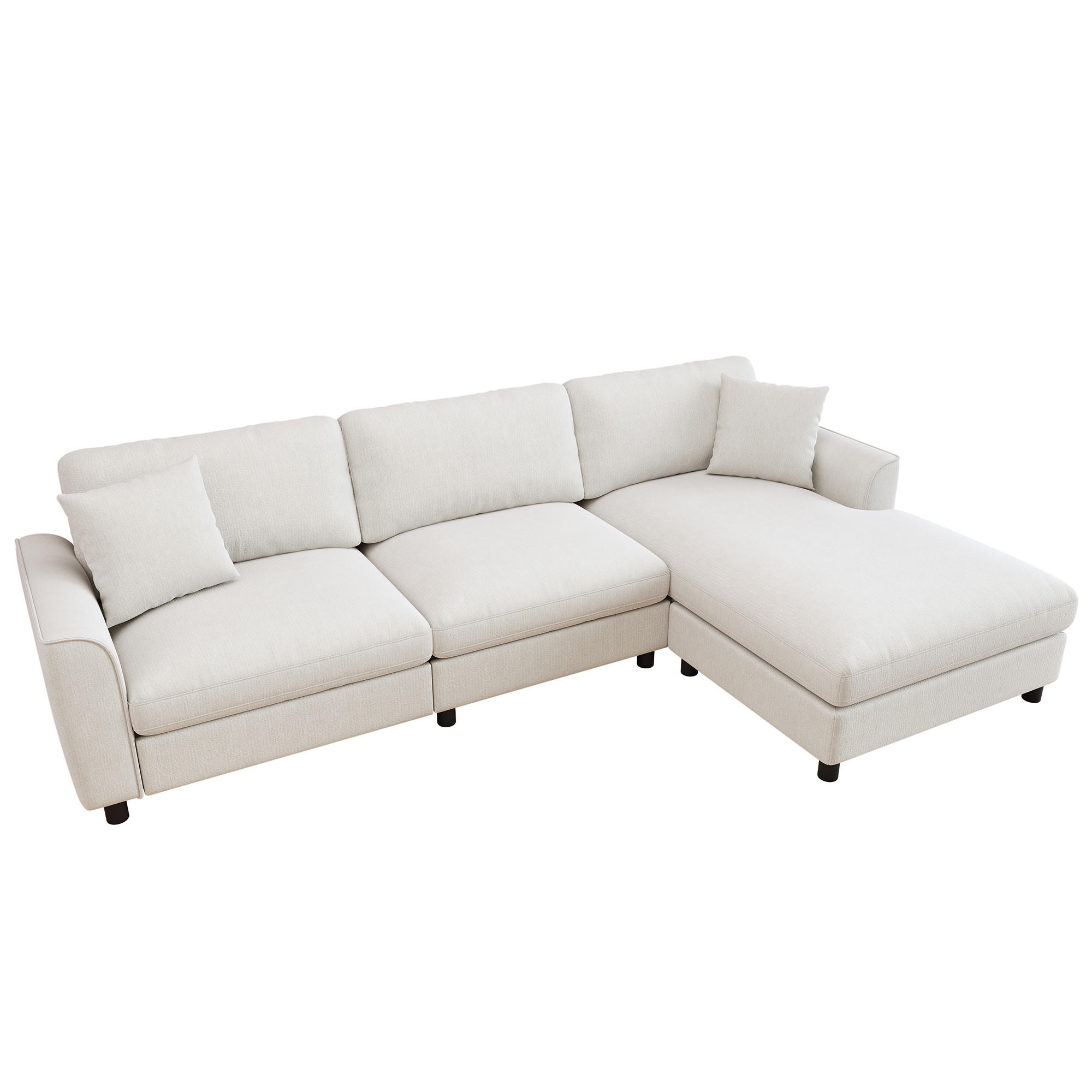 ECKSOFA 256/137/79 cm Beige mit umstellbarer Liegeelement - Beige, Textil/Metall (256/137cm) - Oxeza