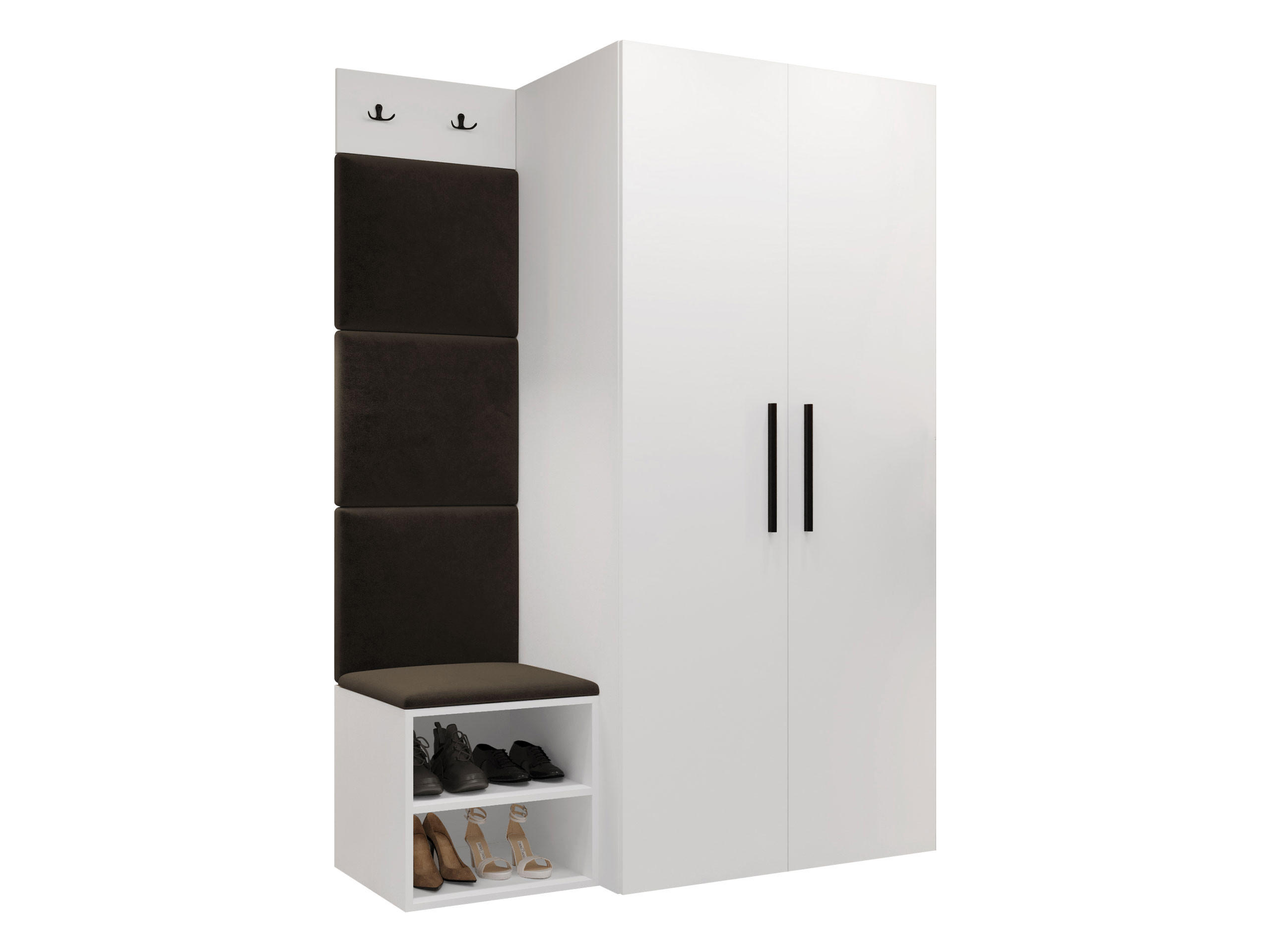 GARDEROBEN-SET Medi IV - Schwarz/Braun, Holzwerkstoff/Kunststoff (80/191/50cm) - MIRJAN24