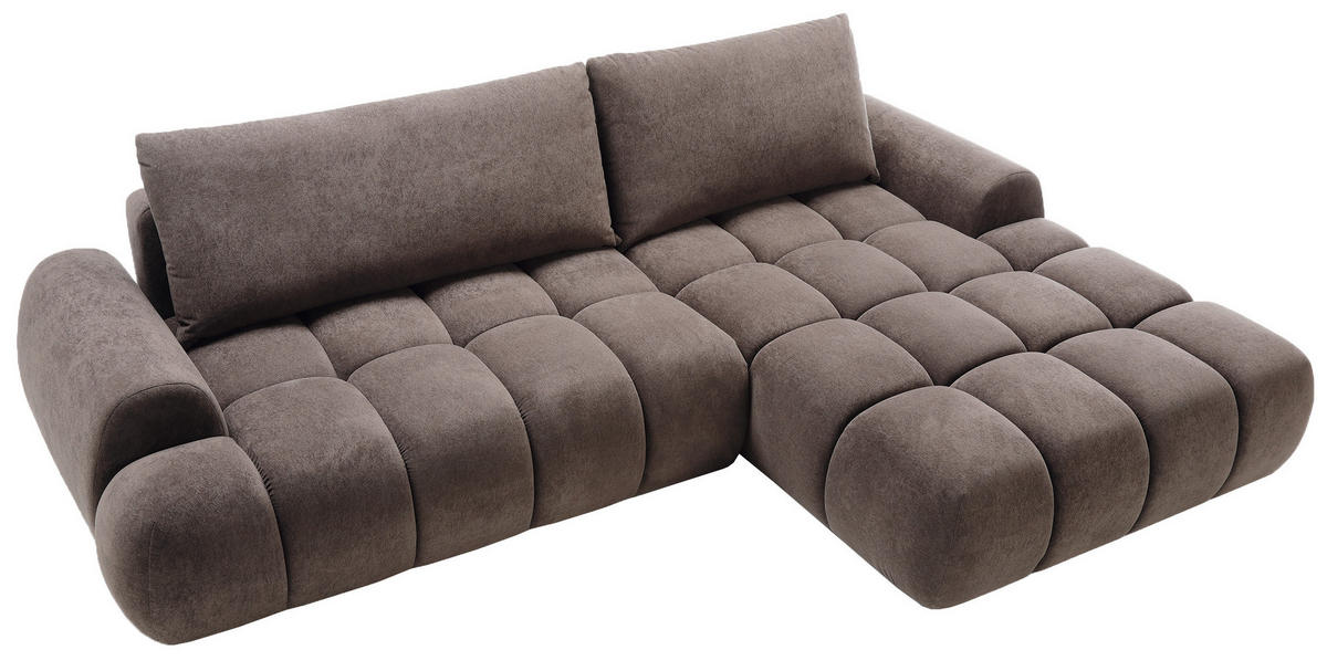 ECKSOFA 280 cm Valerio mit Bettkasten, 280 cm, Rechts, Schlaffunktion, Braun - Braun, Holz (177/280cm) - Emporius