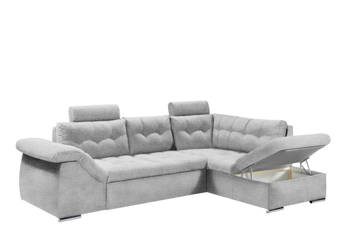 ECKSOFA mit Schlaffunktion und Bettkasten - Chromfarben/Anthrazit, Holzwerkstoff/Kunststoff (193/283cm) - ed exciting design