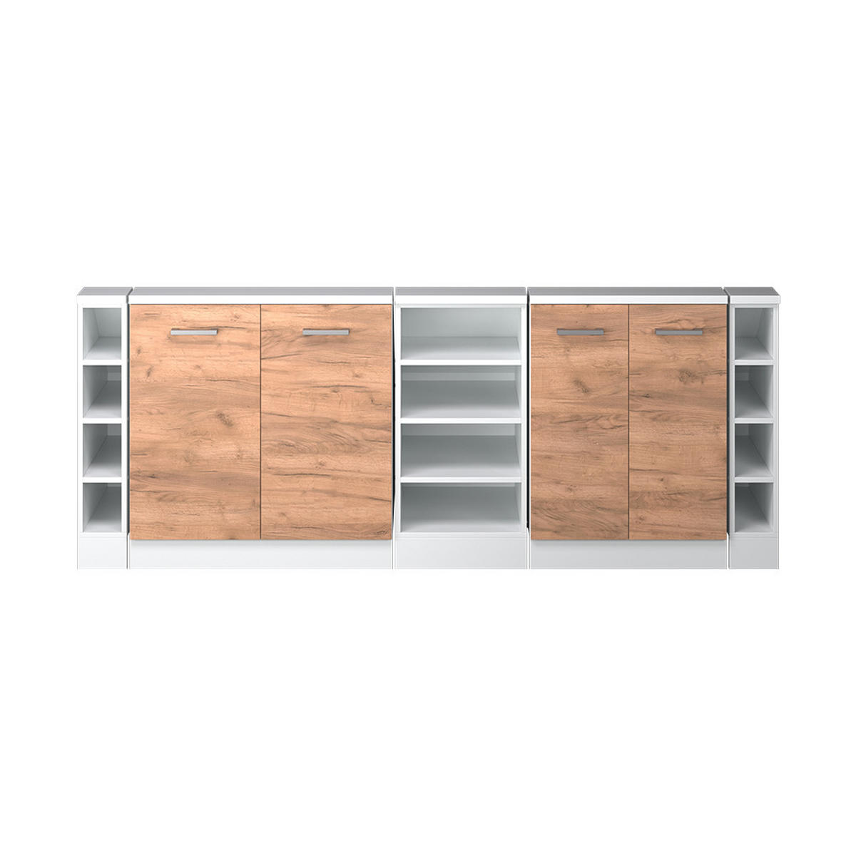 DACHSCHRÄGENSCHRANK-SET Rion Goldkraft Eiche/Weiß 5er Set - Honigeiche/Weiß, Holzwerkstoff (215/81.6/46cm) - Vicco