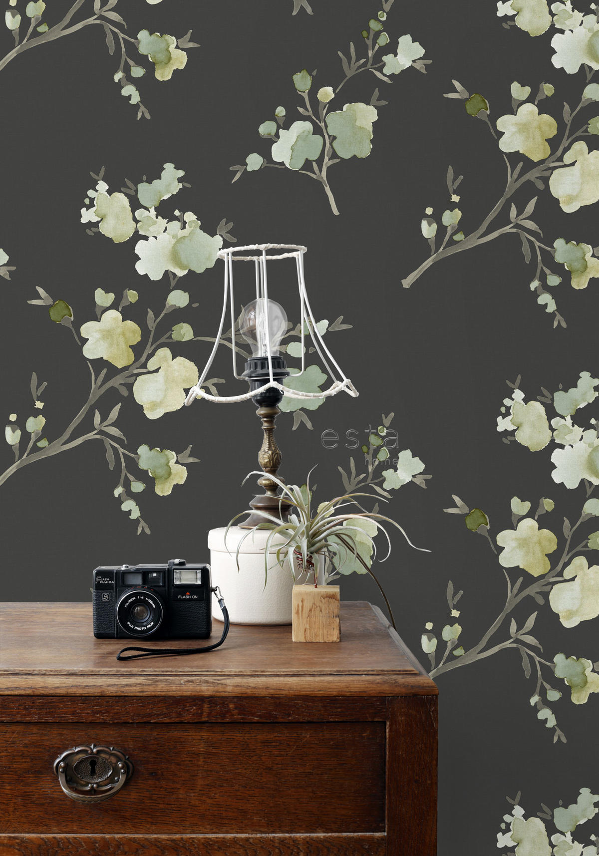 TAPETE Kirschblüten 53 cm x 10.05 m - Schwarz, Papier (53/1000cm) - ESTAhome