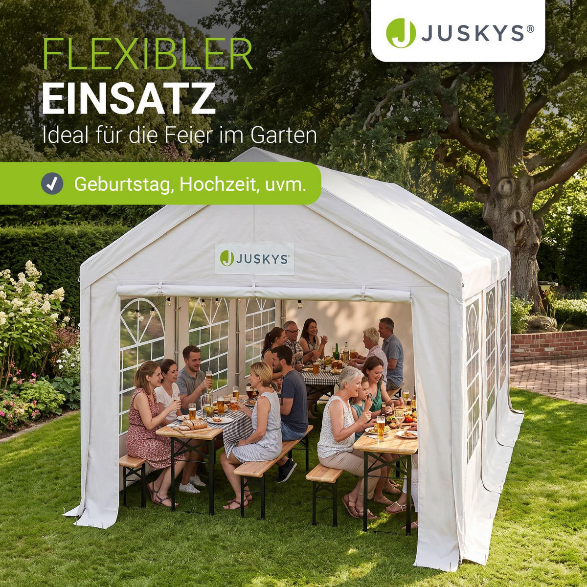 FESTZELT Partyzelt Gala weiß 3x6 m - Weiß, Kunststoff (300/280/600cm) - Juskys