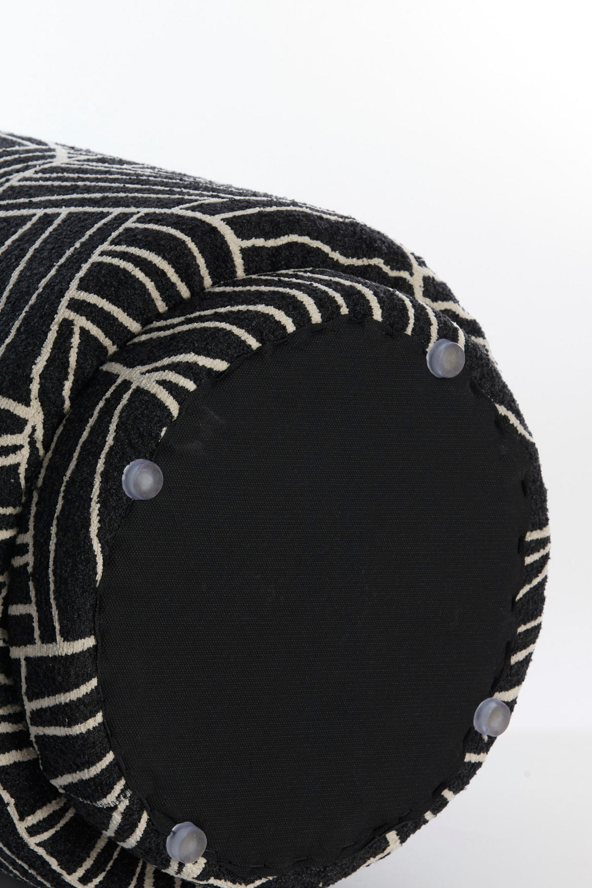 SITZPOUF Davonte Schwarz Ø40/44 cm - Schwarz, Textil (40/44/40cm) - Light & Living