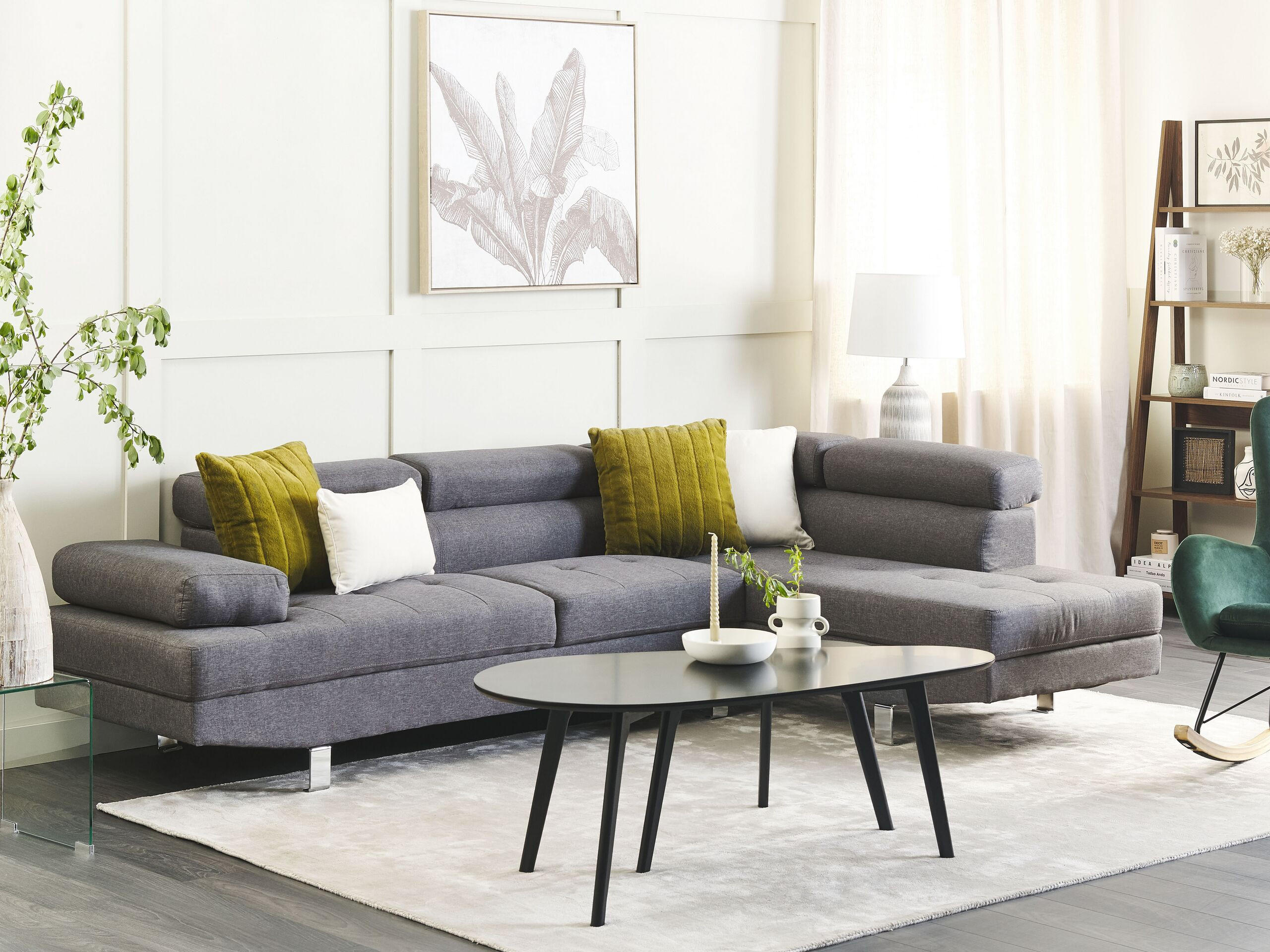 5-SITZER-ECKSOFA Polyester Grau Norrea - Grau, Textil (262/169cm) - Beliani