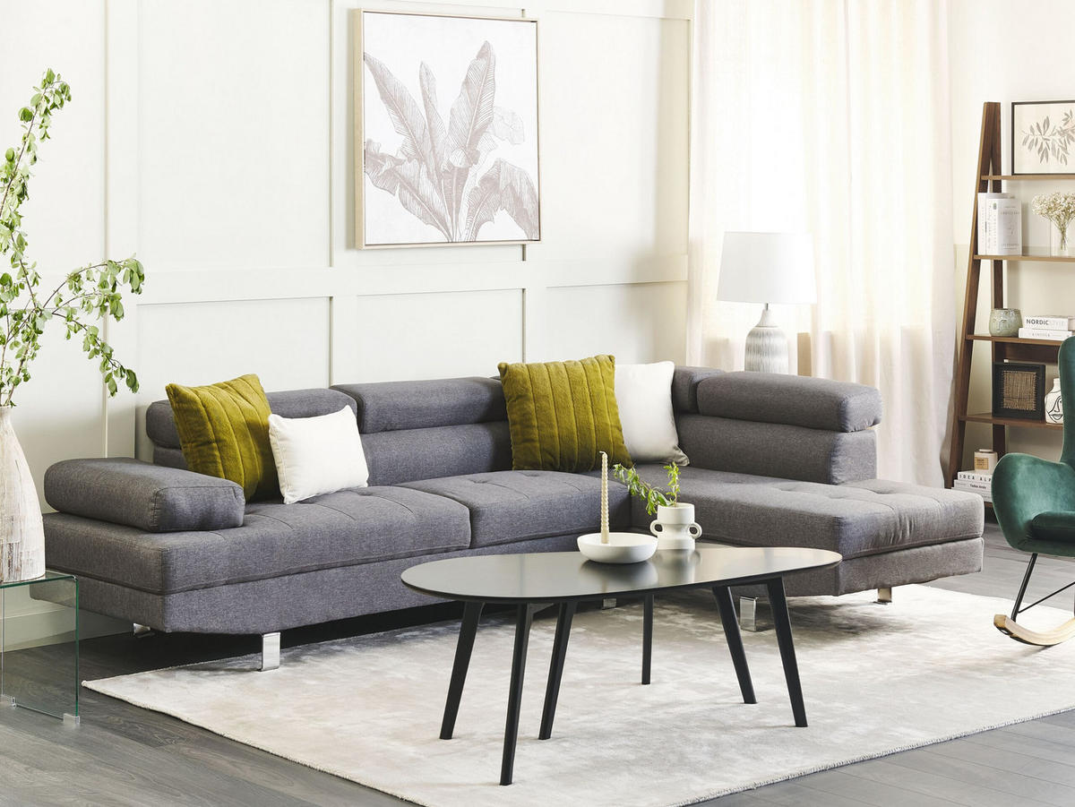 5-SITZER-ECKSOFA Polyester Grau Norrea - Grau, Textil (262/169cm) - Beliani