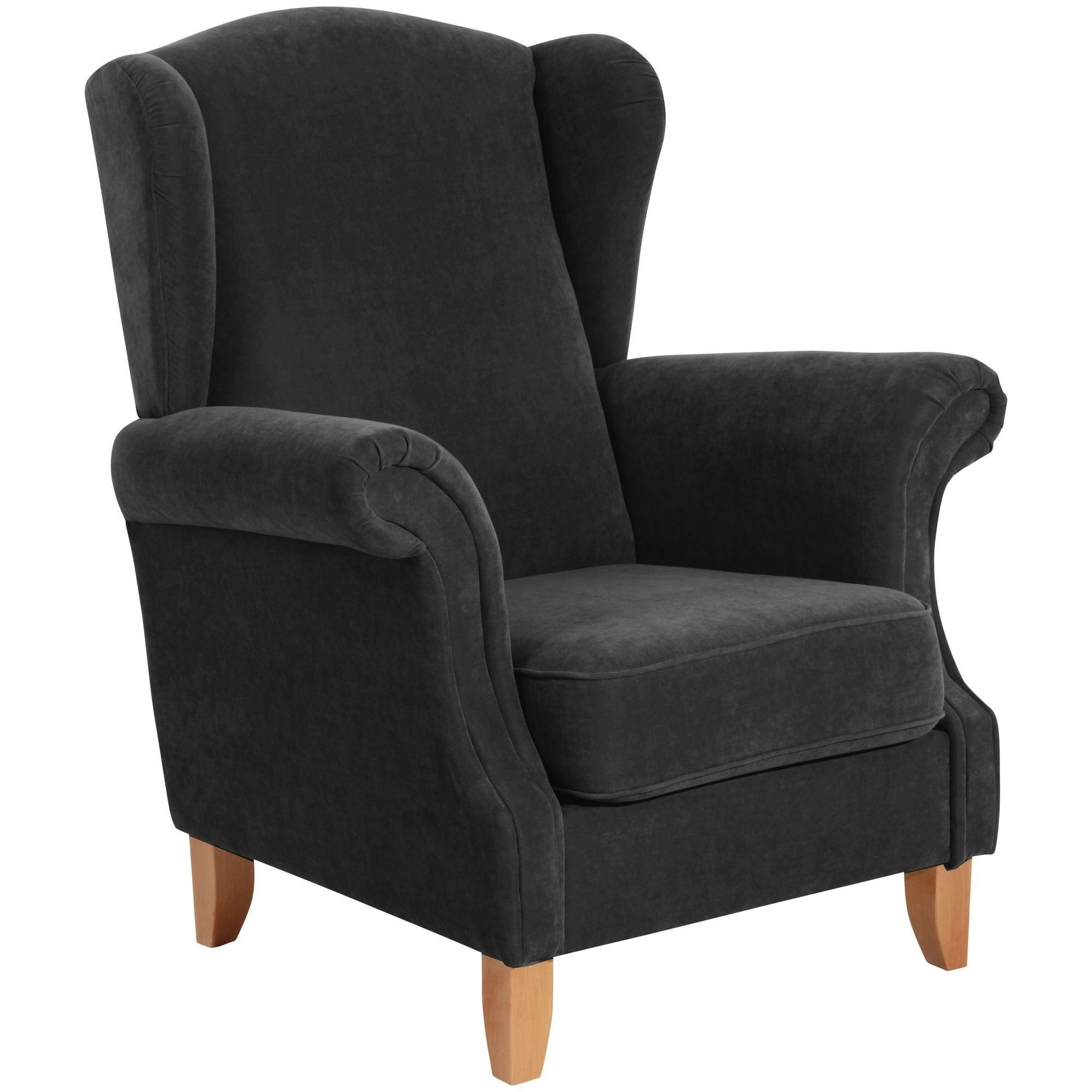 58aufmkessel Ohrensessel Schwarz 88x108x84 cm