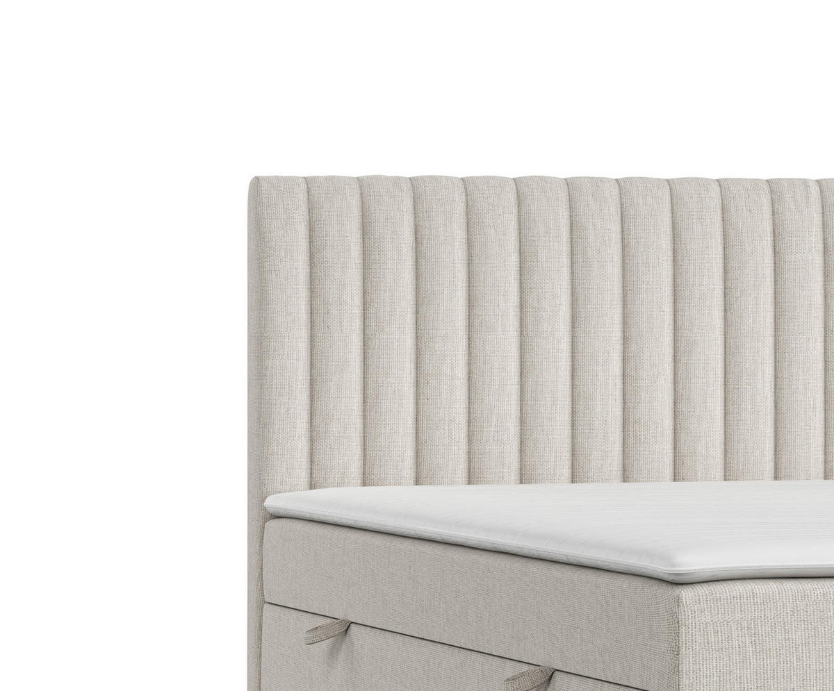 BOXBETT Spencer Beige 140/200 cm mit Matratze und Topper - Beige/Schwarz, Holz/Holzwerkstoff (140/200cm) - Maison de Reve