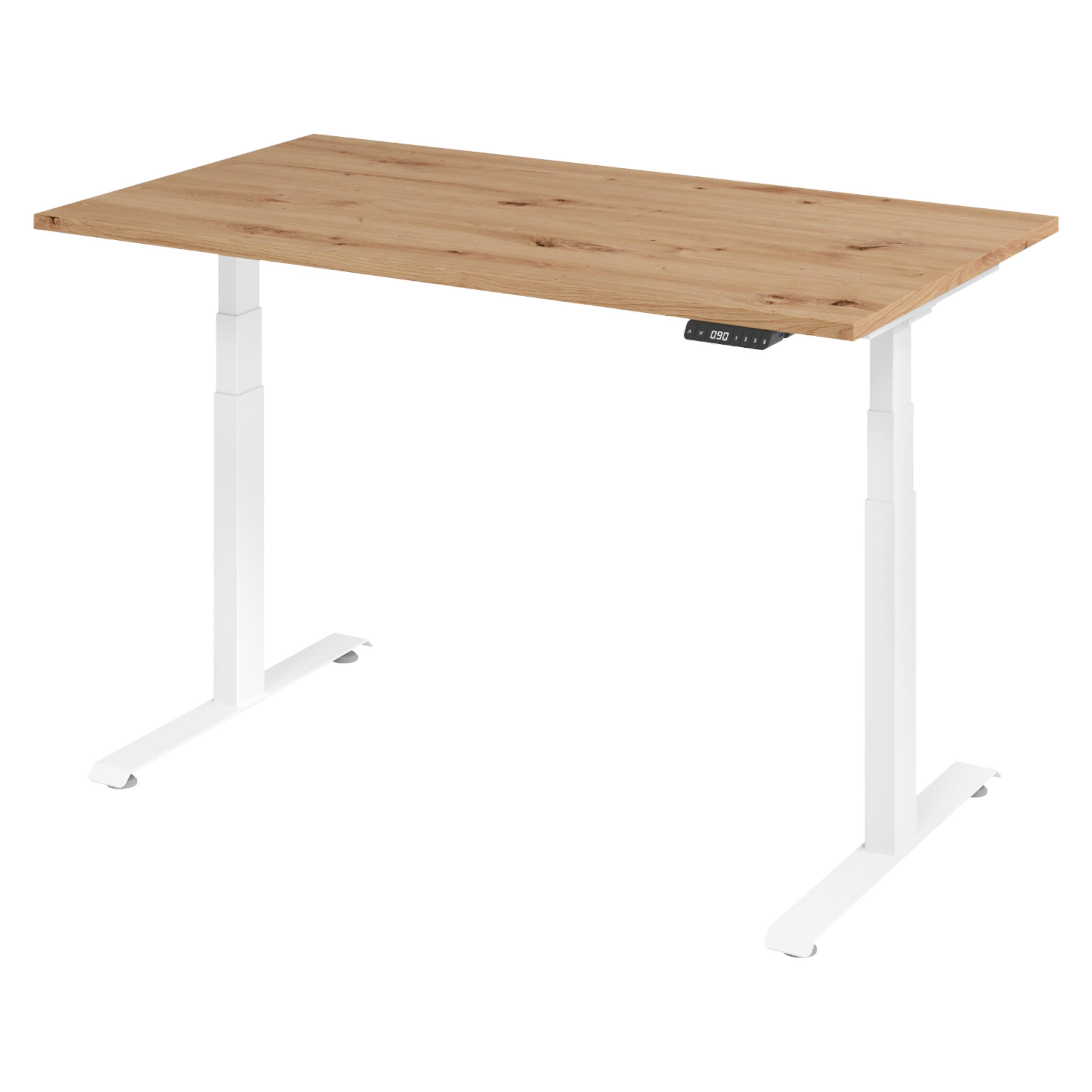 bümö Schreibtisch Wildeiche, Weiß 140x74x80 cm