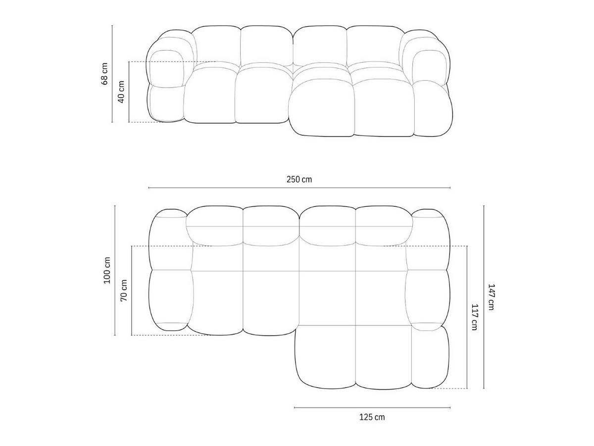 ECKSOFA rechts Loretto aus strukturiertem Stoff pastellblau 3 Sitzplätze - Pastellblau, Textil (147/250cm) - Cosmopolitan Design