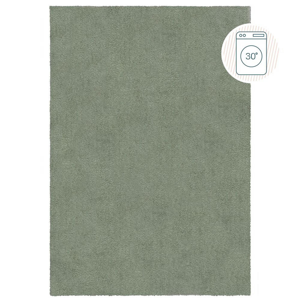 TEPPICH Waschbar GIPPING in Salbeigrün, einfarbig, 80 x 150 cm - Grün, Textil (80/150cm) - KADIMA DESIGN
