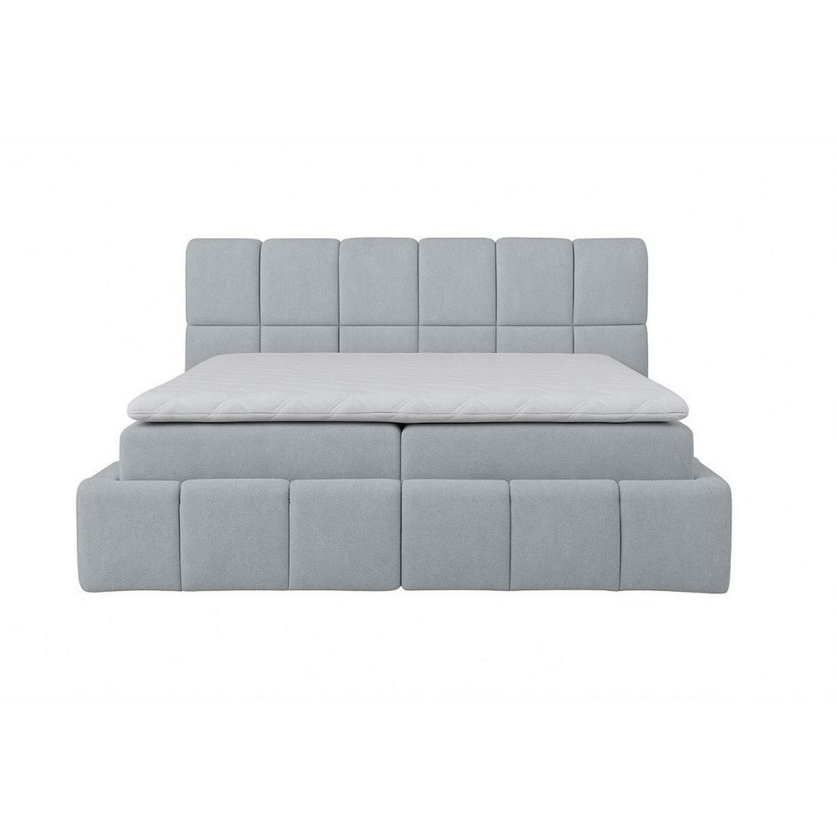 BOXBETT Anna mit Taschenfederkernmatratze und Topper, 180x200, Grau, Terra-Stoff - Grau, Holzwerkstoff/Kunststoff (180/200cm) - AN-Moebel 4u