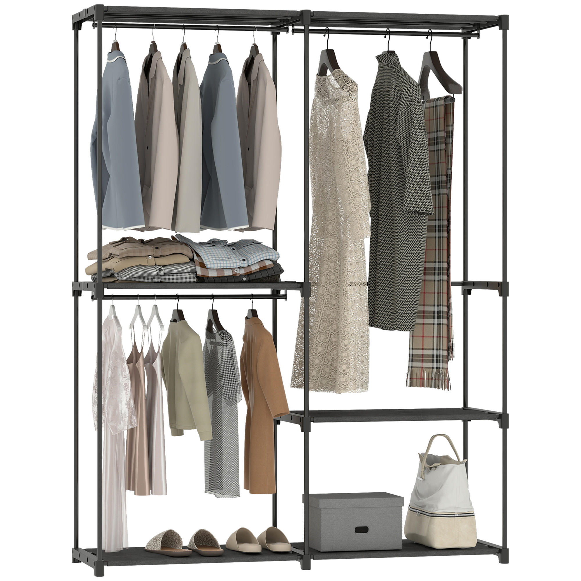 KLEIDERSCHRANK Schwarz 1 Stück - Schwarz, Metall (43/185/142cm) - GiPP