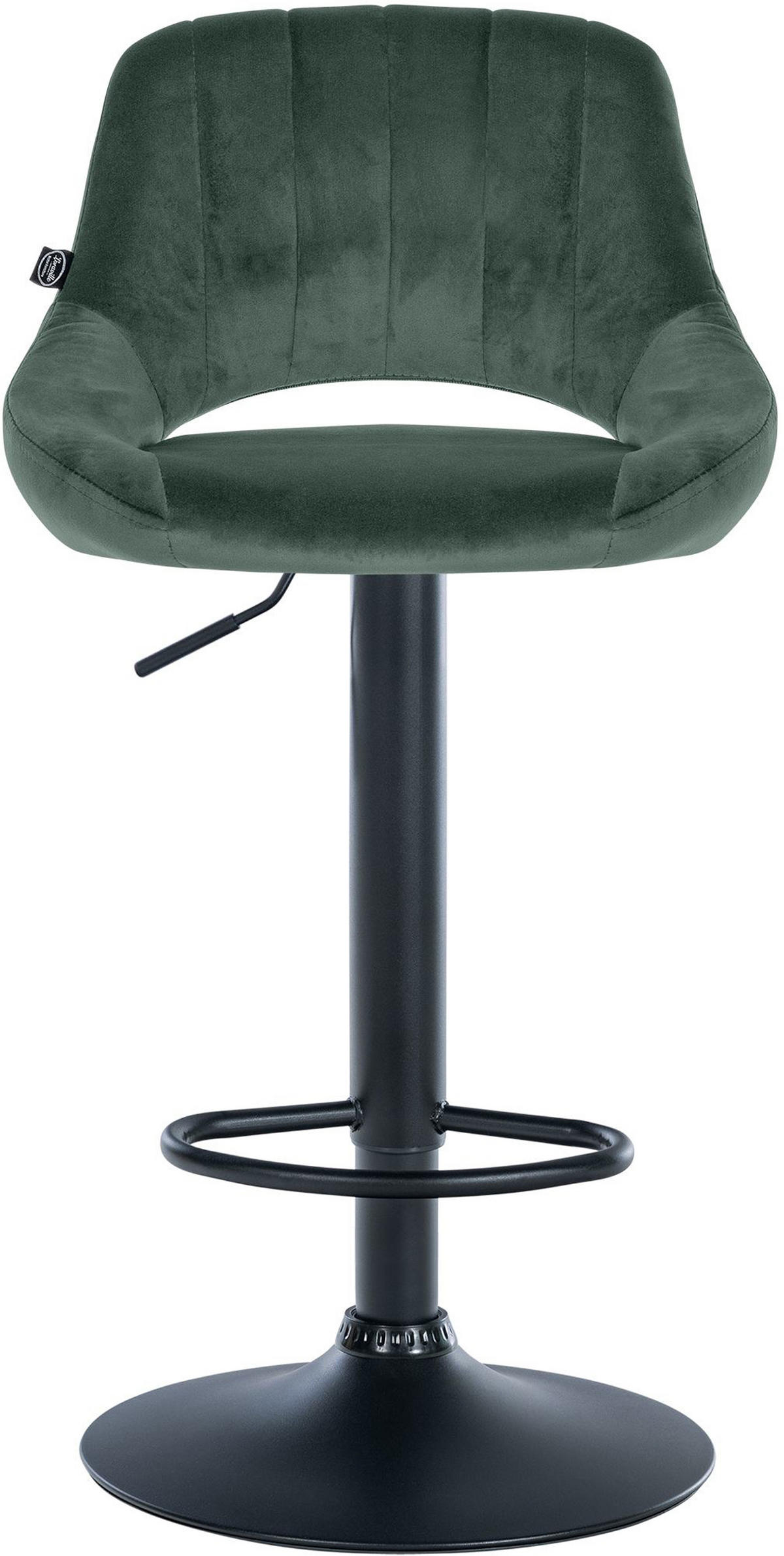 BARHOCKER 2er Set Milos Samt B grün - Schwarz/Grün, Textil/Metall (47/106/48cm) - TPFLiving