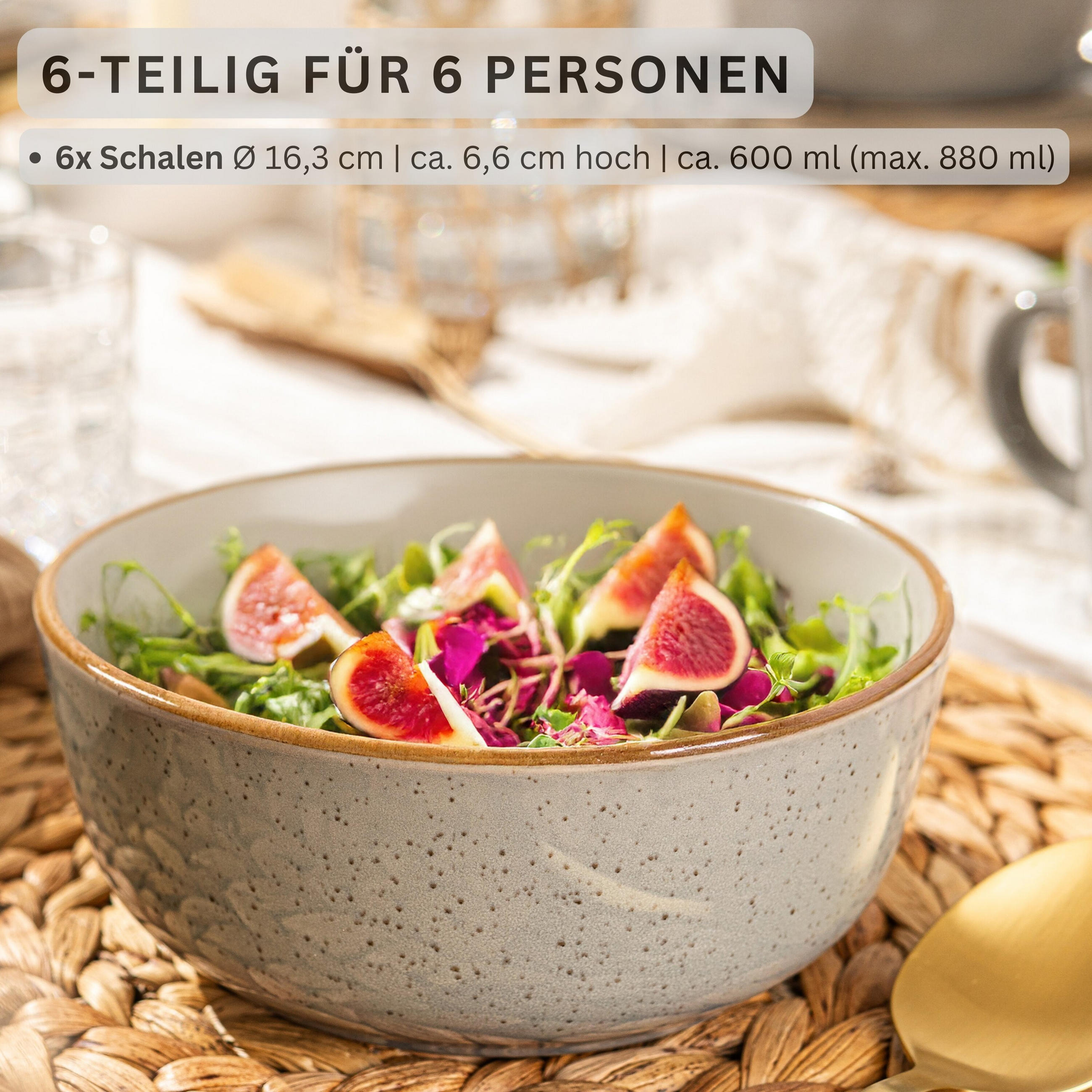 SCHALEN RIO PERLGRAU - 6 teilig aus Steingut - Grau, Stein (16.3/16.3/6.6cm) - Sänger