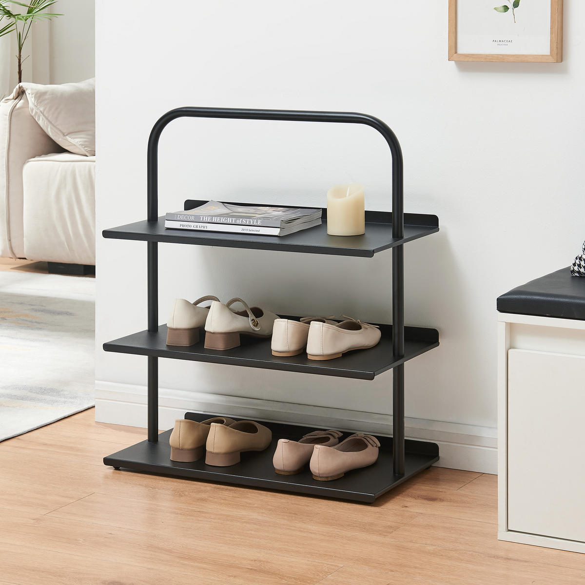 SKŘÍŇ NA BOTY Poytya - černá, kov (60/73/32cm) - [en.casa]