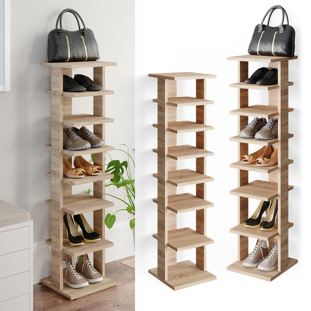 SCHUHSCHRANK Sara Sonoma 26.7 x 110 cm - Sonoma Eiche, Holzwerkstoff (26.7/110/27.7cm) - Vicco