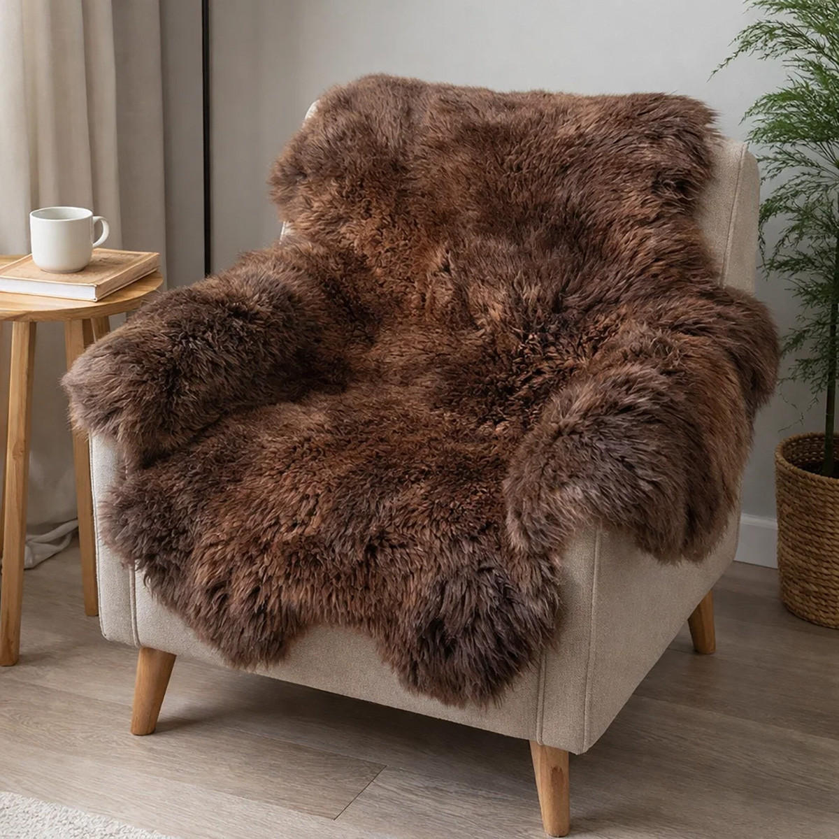 SCHAFFELL Öko Schaffell Läufer Naturbraun 180/120 cm - Braun, Fell (120/180cm) - Provellus