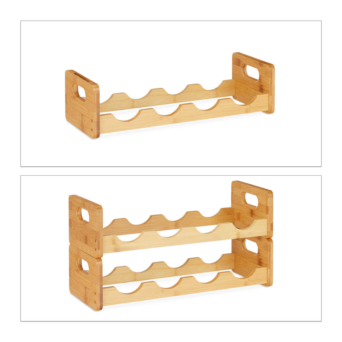 WEINREGAL - Hellbraun, Holz (47/24/18cm) - Relaxdays