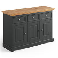KOMMODE Belluno Elegante Kiefer Natur gebeizt / basaltgrau (RAL7012) lackiert 130 / 45 / 85cm - Grau/Kieferfarben, Holz/Metall (130/85/45cm) - Feldmann-Wohnen