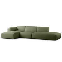 ECKSOFA mit Chaiselongue - Dunkelgrün/Schwarz, Textil (290/173cm) - home24