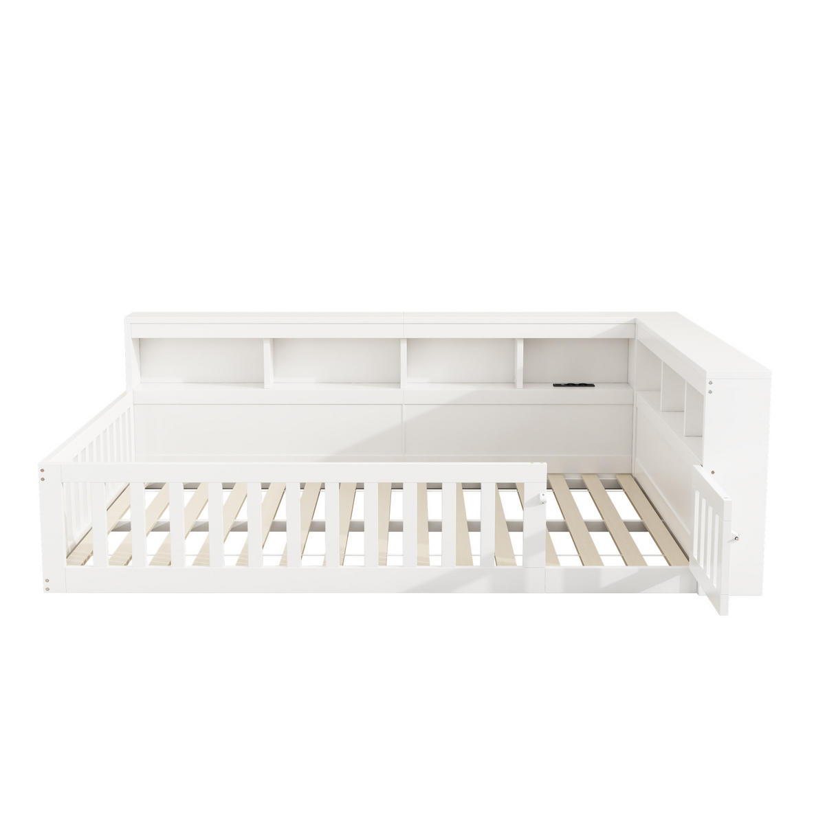 KINDERBETT 140/190 cm Weiß mit Stauraum und USB-Anschlüssen - Weiß, Holzwerkstoff (140/190cm) - Flora Grace