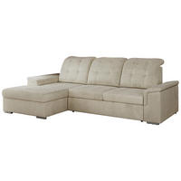 ECKSOFA MADRITO L - Beige Velorus - Links - Beige/Silberfarben, Textil/Metall (160/256cm)
