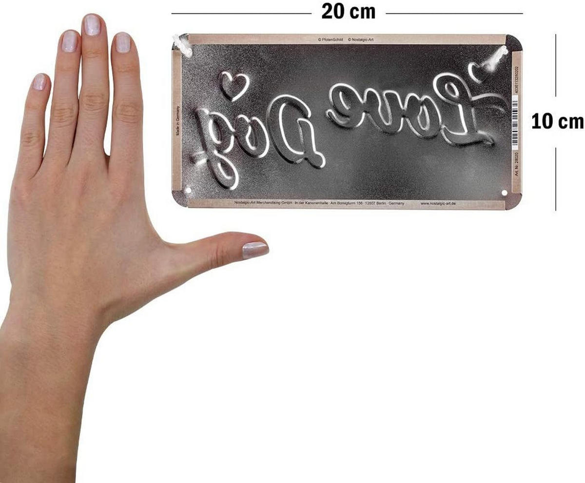 HÄNGESCHILD 10/20 cm PfotenSchild Love Dog - Multicolor, Metall (20/10/0.2cm) - Nostalgic-Art